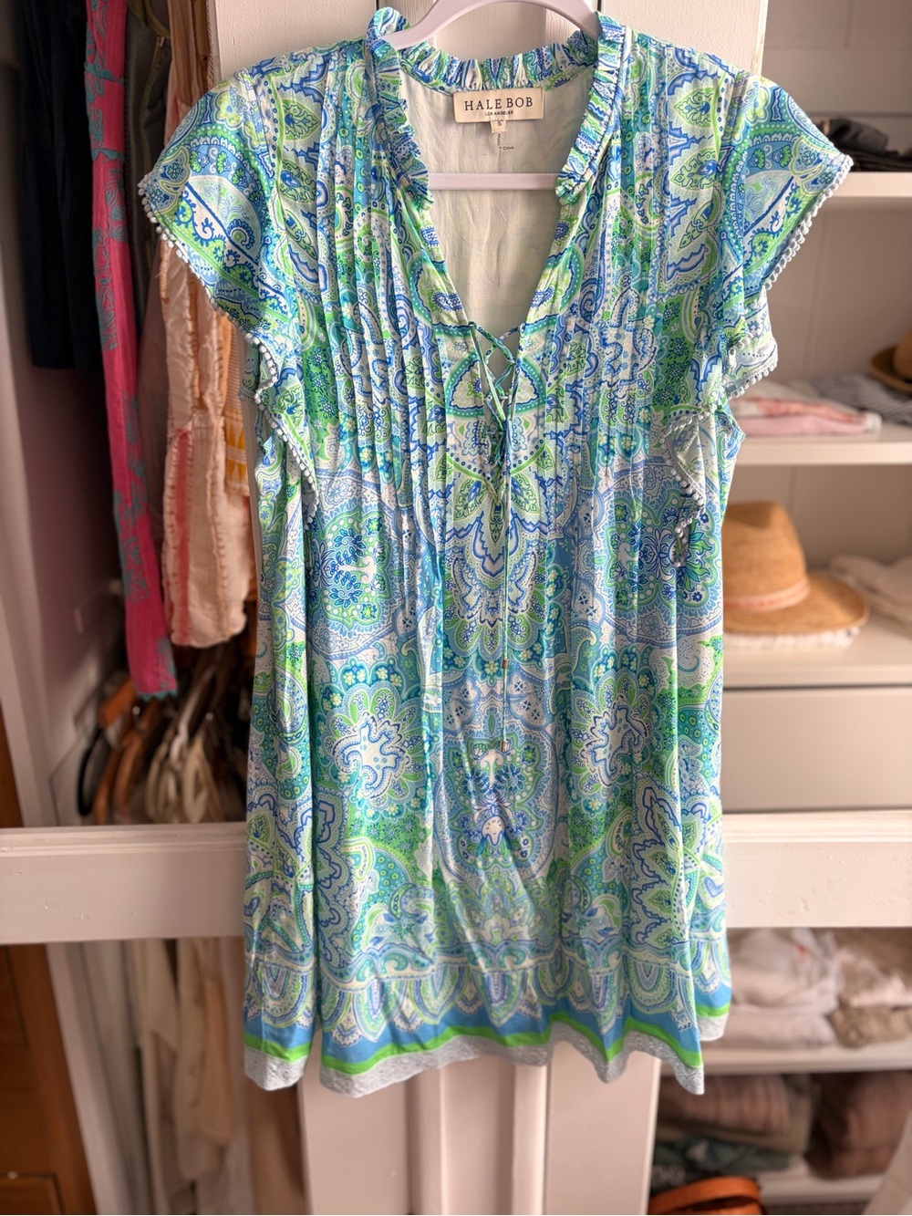 Hale Bob Blue & Green Paisley Tie-Front Tunic